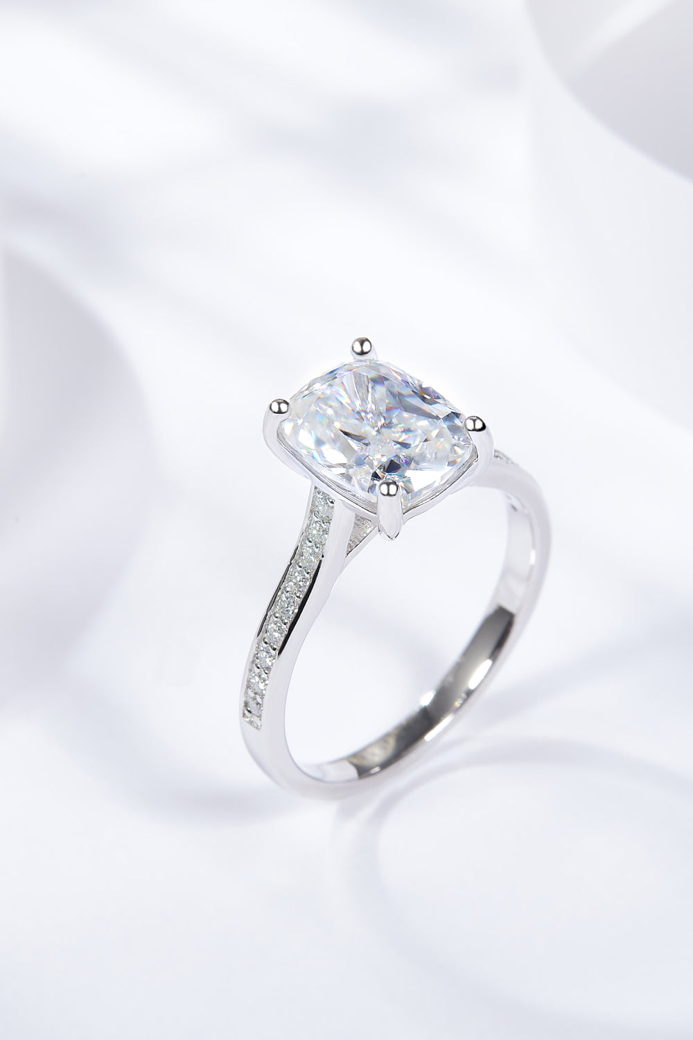 3 Carat Moissanite Platinum-Plated Side Stone Ring - Flyclothing LLC