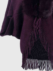 Open Front Fringe Hem Poncho - Flyclothing LLC