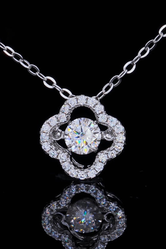 925 Sterling Silver Moissanite Flower Pendant Necklace - Flyclothing LLC