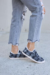 Forever Link Plaid Plush Flat Sneakers - Flyclothing LLC