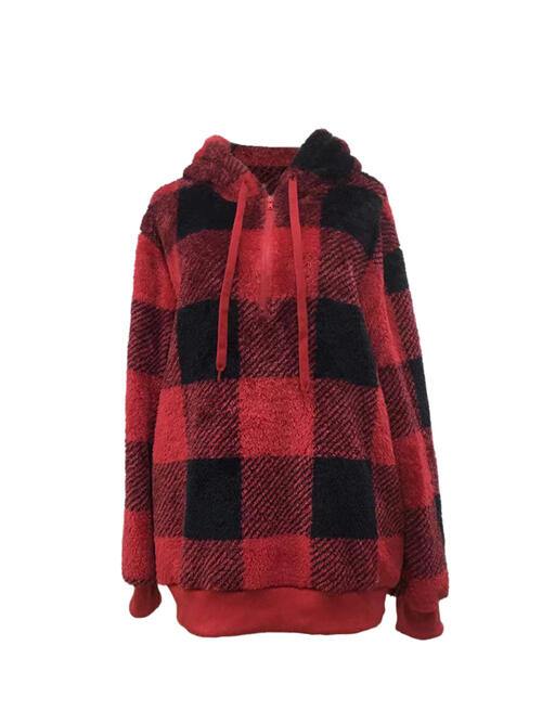 Two tone discount flannel drawstring hoodie