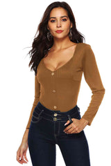 Button Detail Bodysuit - Flyclothing LLC