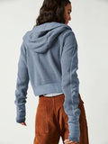 Waffle-Knit Dropped Shoulder Hooded Jacket - Flyclothing LLC