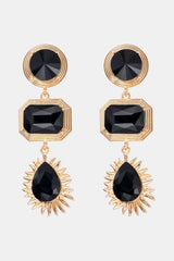 Geometrical Shape Zinc Alloy Frame Glass Dangle Earrings - Flyclothing LLC