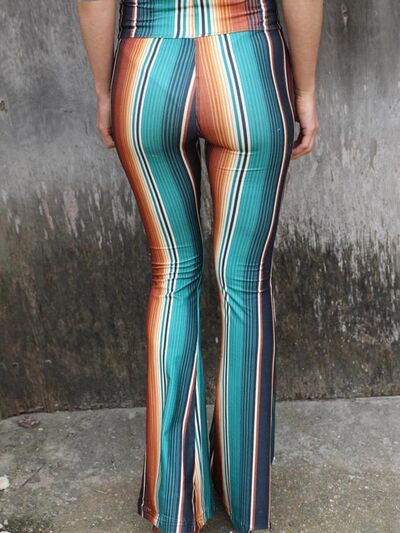 High Waist Striped Bootcut Pants - Flyclothing LLC