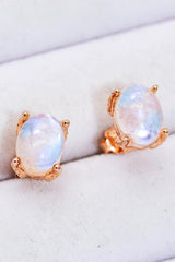 Natural Moonstone 4-Prong Stud Earrings - Flyclothing LLC