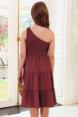 One-Shoulder Sleeveless Tiered Dress - Flyclothing LLC