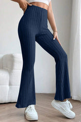 Basic Bae Full Size Ribbed High Waist Flare Pants - Flyclothing LLC