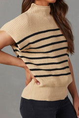 Striped Mock Neck Sweater Vest - Flyclothing LLC