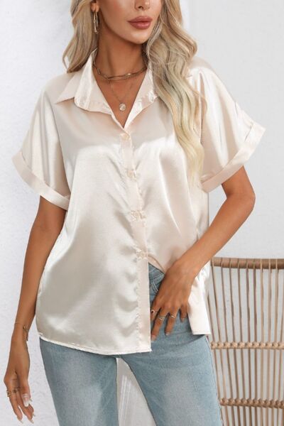 Collared Neck Short Sleeve Shirt - Flyclothing LLC