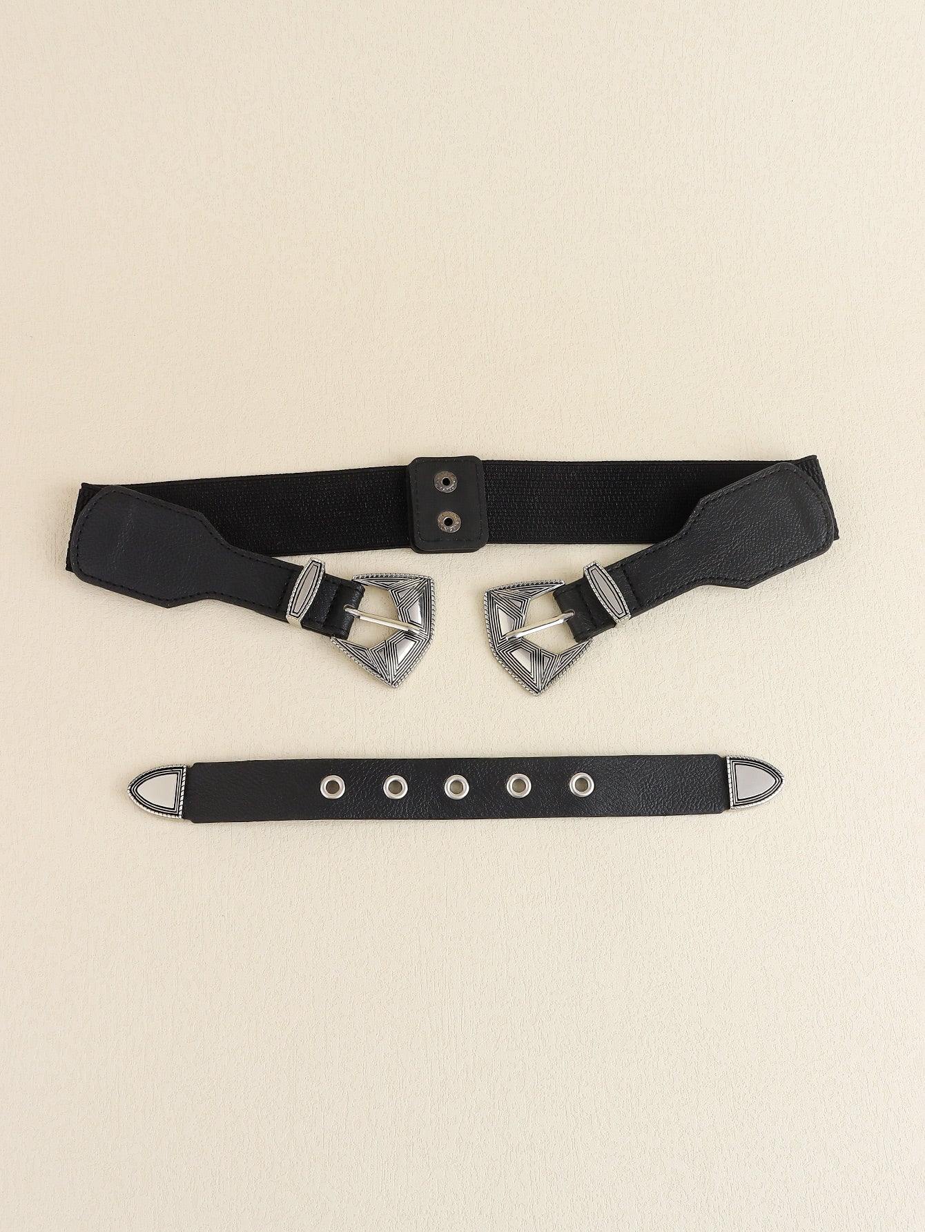 Double Buckle PU Leather Belt - Flyclothing LLC