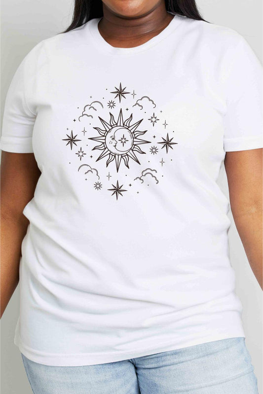 Simply Love Full Size Celestial Graphic Short Sleeve Cotton Tee - Flyclothing LLC