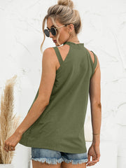 Cutout Mock Neck Tank - Flyclothing LLC