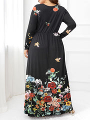 Plus Size Round Neck Maxi Dress with Pockets - Flyclothing LLC