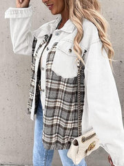 Plaid Button Up Dropped Shoulder Jacket - Flyclothing LLC