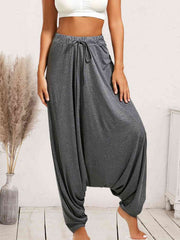 Tied Mid Waist Long Harem Pants - Flyclothing LLC