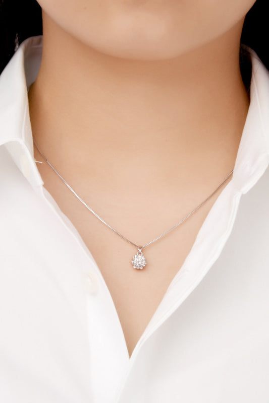 1 Carat Moissanite Pendant Platinum-Plated Necklace - Flyclothing LLC