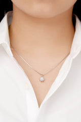 1 Carat Moissanite Pendant Platinum-Plated Necklace - Flyclothing LLC