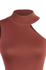 Asymmetrical Sleeveless Rib-Knit Top - Trendsi