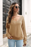 Ribbed Scoop Neck Long Sleeve Pullover Sweater - Flyclothing LLC