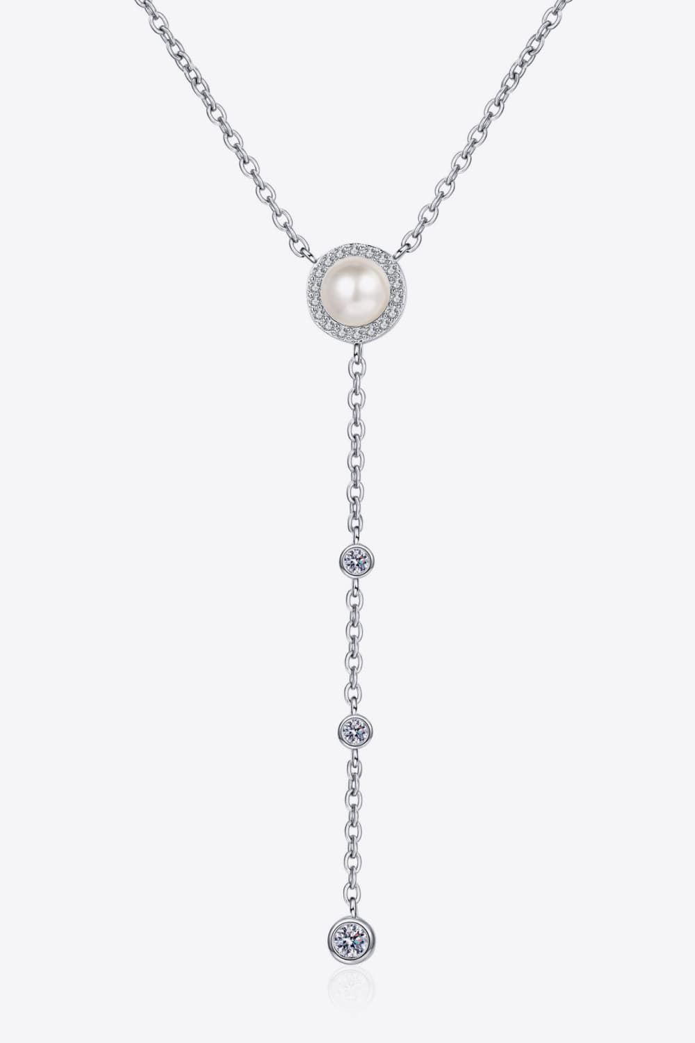 Moissanite Rhodium-Plated Necklace - Trendsi