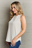 Ninexis First Glance Sleeveless Neckline Slit Top - Flyclothing LLC