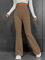 Ribbed High Waist Bootcut Pants - Flyclothing LLC