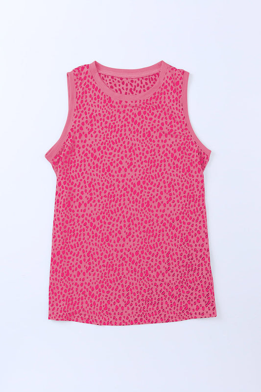 Printed Round Neck Tank - Flyclothing LLC