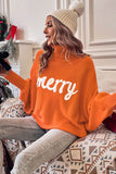 Merry Letter Embroidered High Neck Sweater - Flyclothing LLC