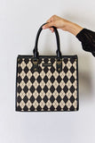 David Jones Argyle Pattern PU Leather Handbag - Flyclothing LLC