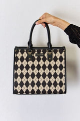 David Jones Argyle Pattern PU Leather Handbag - Trendsi