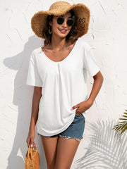 Lace Trim Short Sleeve Top - Flyclothing LLC