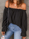 Off-Shoulder Flounce Sleeve Blouse - Trendsi