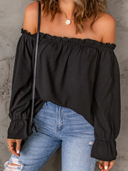 Off-Shoulder Flounce Sleeve Blouse - Flyclothing LLC