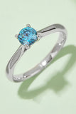 Moissanite Contrast 925 Sterling Silver Solitaire Ring - Flyclothing LLC