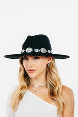 Fame Metal Trim Flat Brim Fedora Hat - Flyclothing LLC