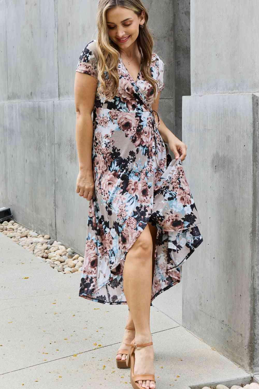 Heimish Give Me Roses Full Size Floral Maxi Wrap Dress - Flyclothing LLC