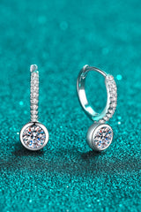 1 Carat Moissanite Rhodium-Plated Drop Earrings - Flyclothing LLC