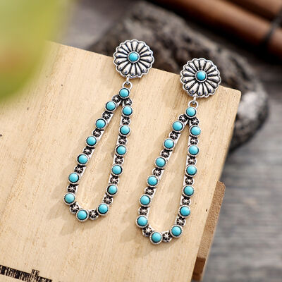 Flower Artificial Turquoise Teardrop Earrings - Flyclothing LLC