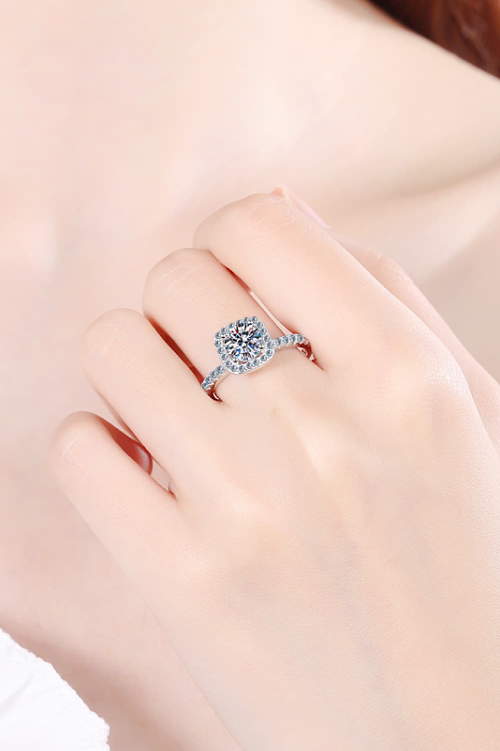 2 Carat Moissanite Square Halo Ring - Flyclothing LLC