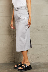 HYFVE Professional Poise Buckled Midi Skirt - Flyclothing LLC