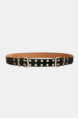 PU Leather Two Row Eyelet Belt - Trendsi