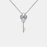 Key Shape Moissanite 925 Sterling Silver Necklace - Flyclothing LLC