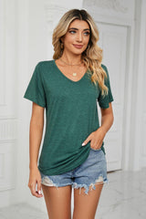 Short Sleeve V-Neck Tee Shirt - Flyclothing LLC