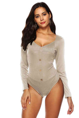 Button Detail Bodysuit - Flyclothing LLC