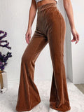 Ribbed High Waist Bootcut Pants - Flyclothing LLC