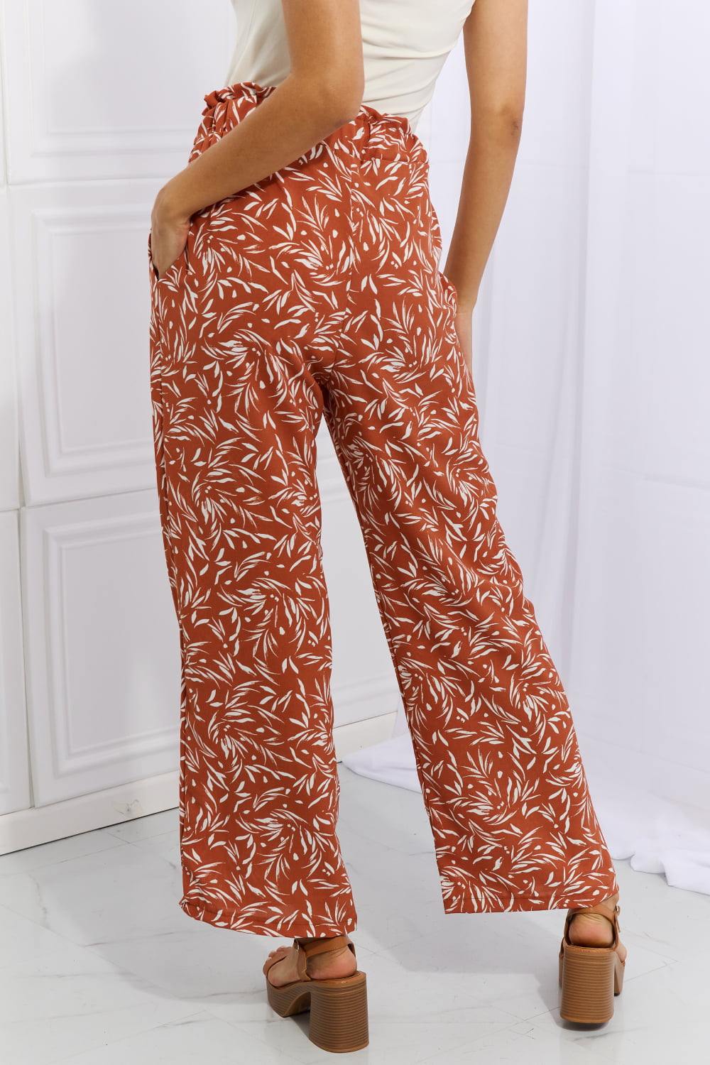 Heimish Right Angle Full Size Geometric Printed Pants in Red Orange - Flyclothing LLC