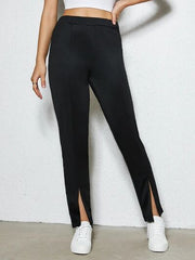 Slit Elastic Waist Pants - Flyclothing LLC