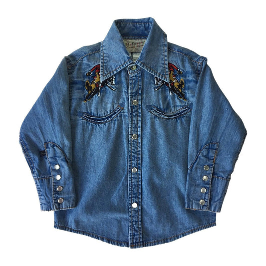 Rockmount Ranch Wear Kids Bronc Denim Embroidered Western Shirt - Rockmount Clothing