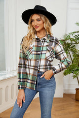 Collared Plaid Shacket - Flyclothing LLC